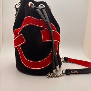 Christian Louboutin Black and Red Crossbody Bag bucket bag